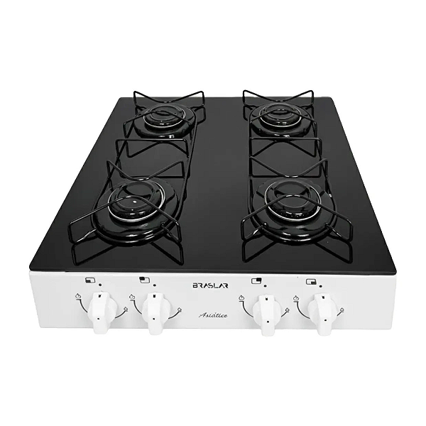 Fogão De Mesa Braslar Asiático Junior 4 Bocas Branco A Gás Acendimento Manual