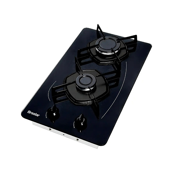Cooktop Braslar Pop 2 Bocas A Gás Mesa De Vidro Acendimento Automático Bivolt Preto