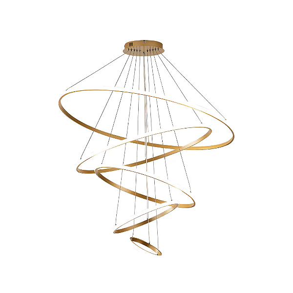 Lustre Pendente Led Domum 192008 5 Arcos Redondo Dourado Luz Quente 4000k Bivolt