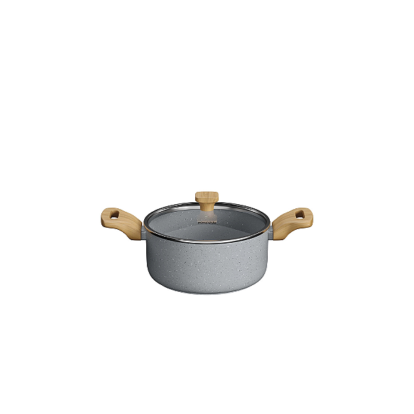Caçarola Mimo Style Grafito 24cm 3,4l Cerâmica Indução Com Tampa