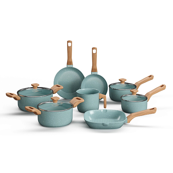 Conjunto 8 Panelas Pratic Cook Green Mimo Style Antiaderente Indução