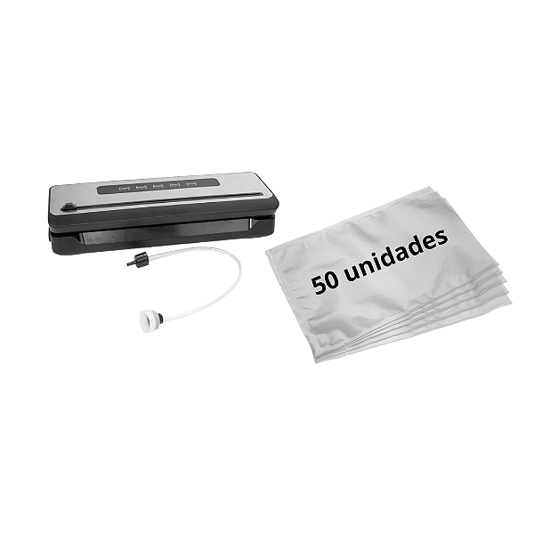 Kit Mimo Style - Seladora A Vacuo 9474 Sv01 140w Bivolt + Embalagem A Vácuo 974517 25 Cm 50 Unidades