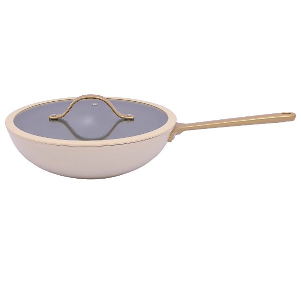 Frigideira Mimo Style Liber Cook Gold Wok Com Tampa 28cm Indução 3l
