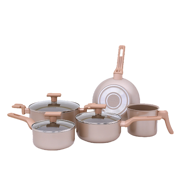 Conjunto 5 Panelas Sartin Cook Champanhe Cerâmica Antiaderente 8118