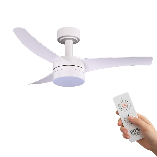 Ventilador De Teto Eos Turbo Vento 3 Pás 106cm Controle Remoto 150w Evx100b Branco - Bivolt