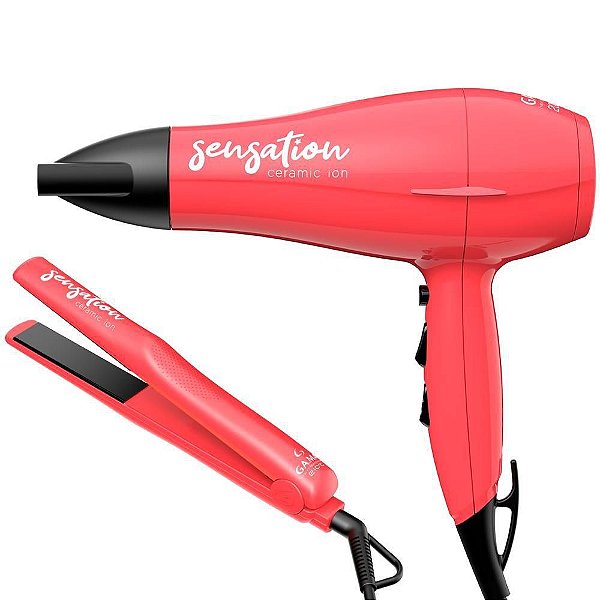 KIT GAMA 220V - SECADOR SENSATION 2000W + PRANCHA SENSATION CERAMIC ION 210ºC - BIVOLT