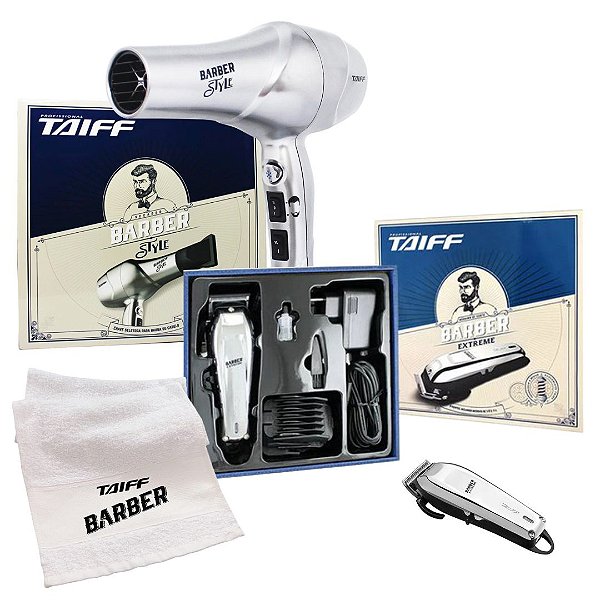 KIT TAIFF BARBER 220V - SECADOR DE CABELO PROFISSIONAL STYLE 1700W + MAQUINA CORTE EXTREME - BVT
