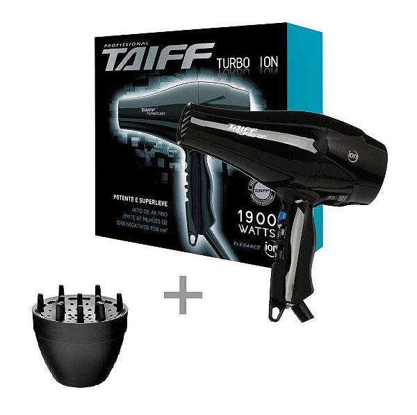 KIT TAIFF SECADOR PROFISSIONAL TURBO ION 1900W - 220V + DIFUSOR NOVO