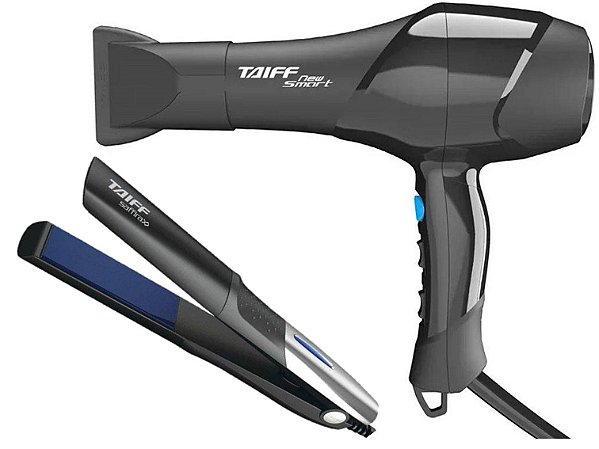 KIT TAIFF SECADOR PROFISSIONAL NEW SMART 1700W - 127V + PRANCHA ALISADORA SAFFIRA 200ºC - BIVOLT
