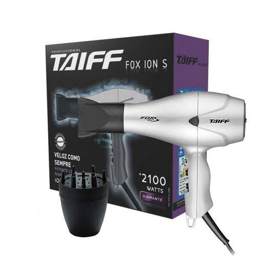 KIT TAIFF SECADOR PROFISSIONAL FOX ION S PRATA 2100W - 220V + DIFUSOR NOVO