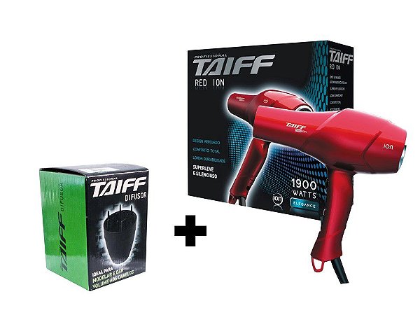 KIT TAIFF SECADOR PROFISSIONAL RED ION 1900W - 127V + DIFUSOR NOVO