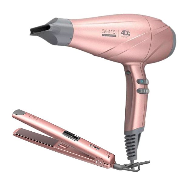 KIT GAMA SENSI 4D THERAPY ROSÊ BIVOLT - SECADOR DE CABELO PROFISSIONAL 2500W + PRANCHA 230°C