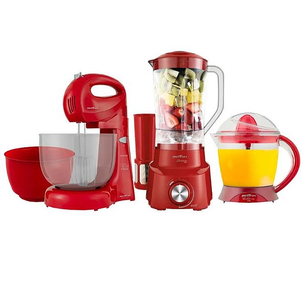 KIT BRITANIA DIAMANTE COZINHAR 3 EM 1 CF VERMELHO - 127V