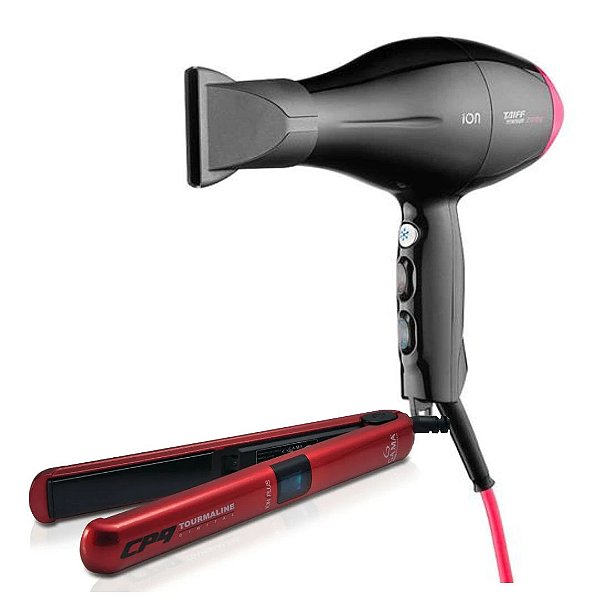 KIT 127V - SECADOR TAIFF TITANIUM 2100W + PRANCHA GAMA CP9 TOUR. DIGITAL 230°C BVT