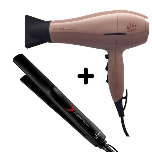 KIT GAMA 127V - SECADOR KERATION  2000W + PRANCHA ELEGANZA PLUS 210°C BV