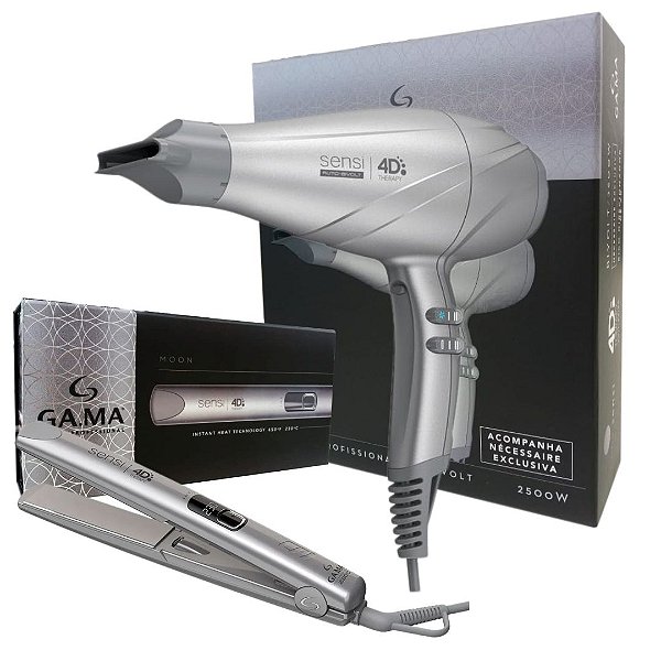 KIT GAMA SENSI 4D THERAPY MOON BIVOLT - SECADOR DE CABELO PROFISSIONAL 2500W + PRANCHA 230°C