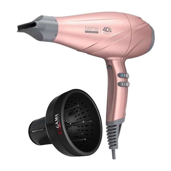 KIT GAMA - SECADOR DE CABELO PROFISSIONAL GAMA SENSI 4D THERAPY 2500W ROSÊ - BIVOLT + DIFUSOR