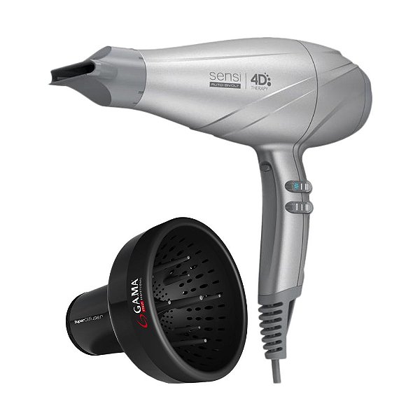KIT GAMA - SECADOR DE CABELO PROFISSIONAL SENSI 4D THERAPY 2500W MOON - BIVOLT + DIFUSOR