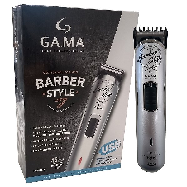 MAQUINA DE ACABAMENTO GAMA CORLESS TRIMMER GT527 BARBER STYLE PRATA - USB