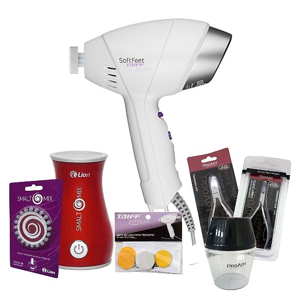 KIT MANICURE PEDICURE SOFT FEET TAIFF + REFIL + ALICATES UNHA E CUTICULA + POTE + SMALT MIX C\ REFIL