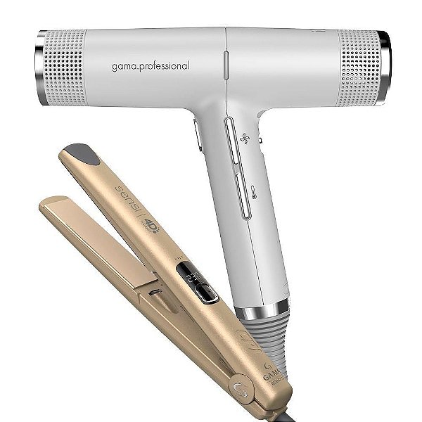 KIT GAMA PROFISSIONAL 127V - SECADOR IQ PERFETTO 2000W + PRANCHA 4D THERAPY IHT 230°C GOLD BVT