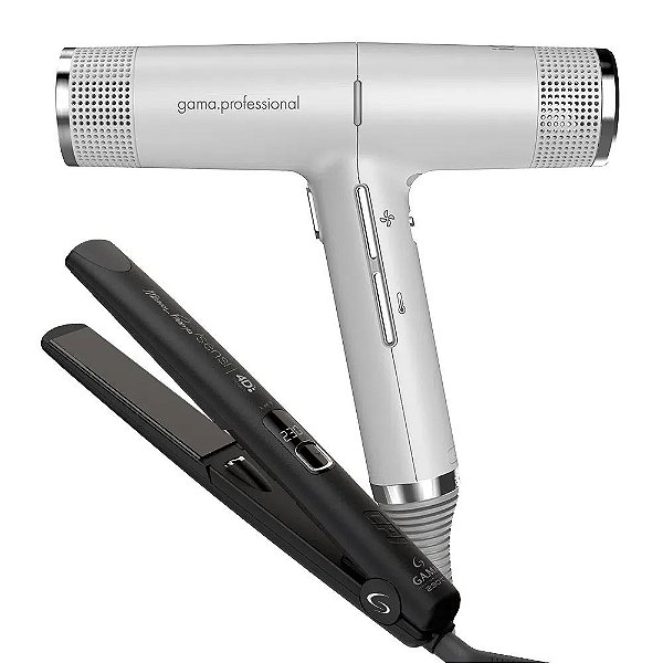 KIT GAMA PROFISSIONAL 220V - SECADOR IQ PERFETTO 2000W + PRANCHA 4D THERAPY IHT 230°C NIGHT BVT