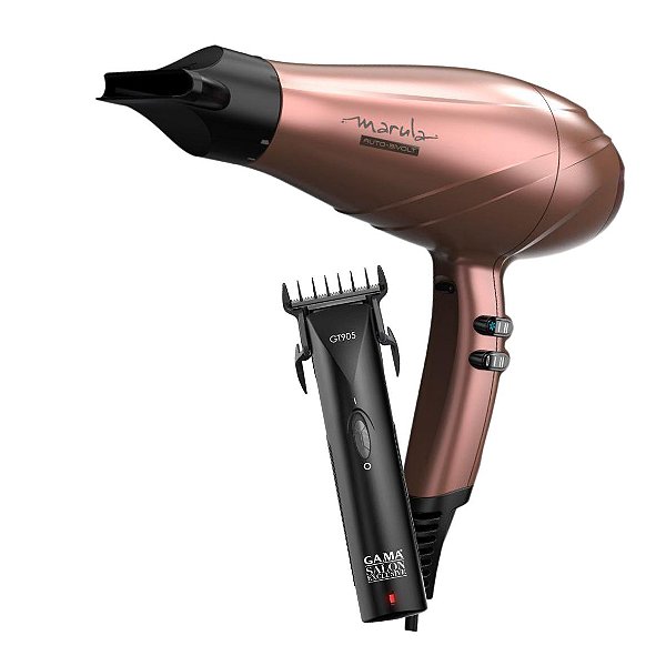 KIT GAMA BIVOLT - SECADOR CABELO MARULA 3D THERAPY ULTRA ION 2400W + MAQUINA ACABAMENTO GT-905