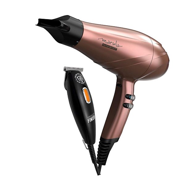 KIT GAMA BIVOLT - SECADOR CABELO MARULA 3D THERAPY ULTRA ION 2400W + MAQUINA ACABAMENTO GBS FINISH