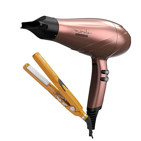 KIT PROFISSIONAL BIV - SECADOR CABELO MARULA 3D ULTRA ION 2400W + LION TITTAN 215°C \ 420F LARANJA
