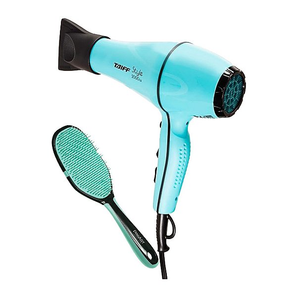 KIT AZUL TIFFANY - SECADOR PROF. TAIFF STYLE 2000W 127V - ESCOVA PROART FLEXI GLIDE OVAL