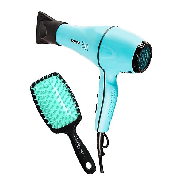 KIT AZUL TIFFANY - SECADOR PROF. TAIFF STYLE 2000W 127V - ESCOVA PROART VAZADA RAQUETE