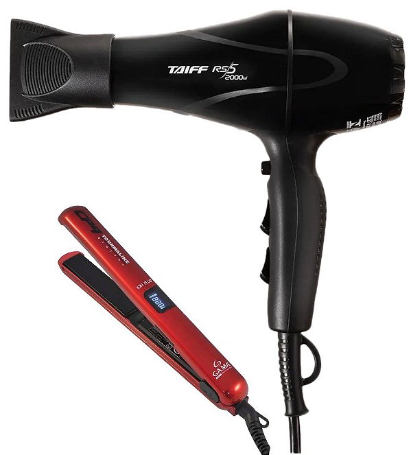 KIT - SECADOR PROFISSIONAL TAIFF RS-5 2000W 127V + PRANCHA GAMA CP9 TOUR. DIGITAL ION PLUS 230ºC BV