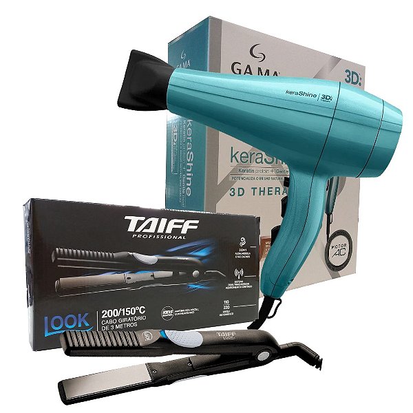 KIT - SECADOR ITALY KERA-SHINE 3D 2100W 127V + PRANCHA ALISADORA TAIFF LOOK 200ºC BV