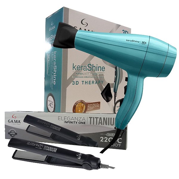 KIT GAMA - SECADOR ITALY KERA-SHINE 3D 2100W 127V + ELEGANZA INFINITY ONE TITANIUM 220ºC - BIV