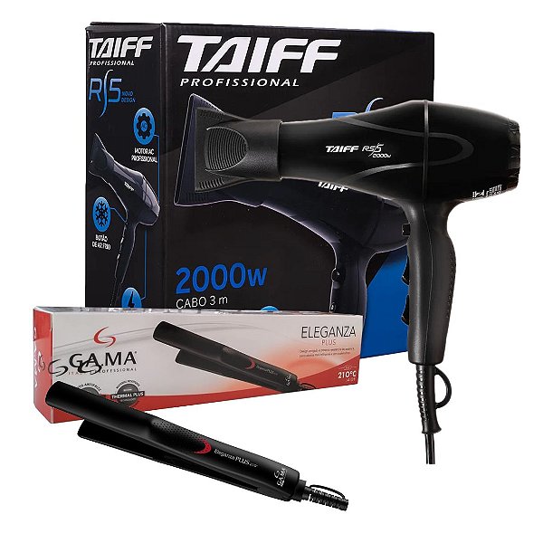 KIT - SECADOR PROFISSIONAL TAIFF RS-5 2000W 127V + PRANCHA GAMA ELEGANZA PLUS 210ºC - BIV