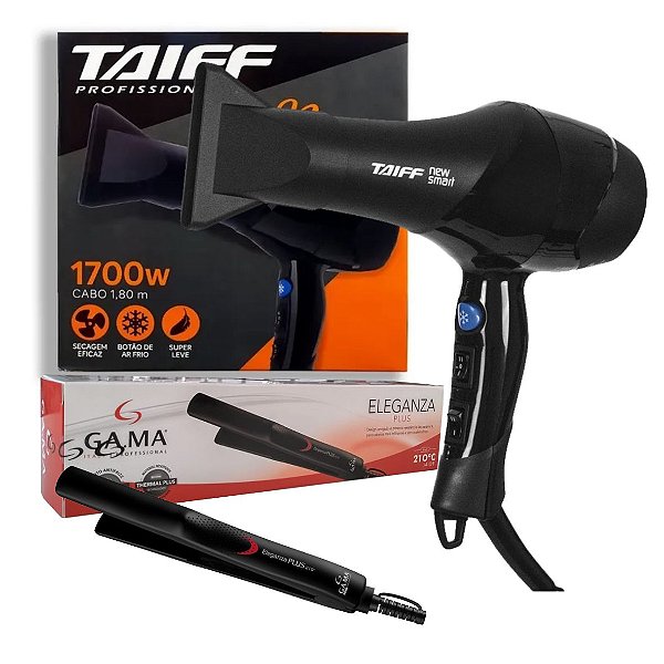 KIT - SECADOR TAIFF PROF. NEW SMART 1700W 127V + PRANCHA GAMA ELEGANZA PLUS 210ºC - BIV