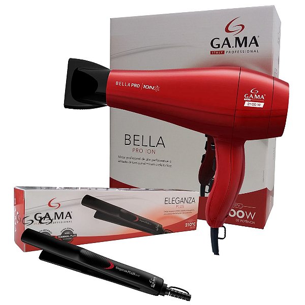KIT GAMA - SECADOR BELLA PRO ION 2100W 127V + PRANCHA ELEGANZA PLUS 210ºC BIV