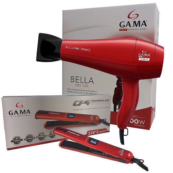 KIT GAMA - SECADOR BELLA PRO ION 2100W 127V + PRANCHA CP9 TOURMALINE DIGITAL ION PLUS 230ºC BIV