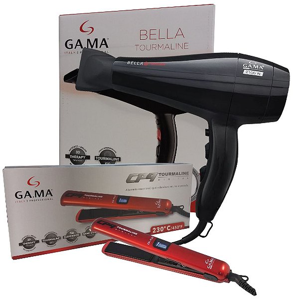 KIT GAMA - SECADOR BELLA TOURMALINE 2100W 127V + PRANCHA CP9 TOURMALINE DIGITAL ION PLUS 230ºC BIV