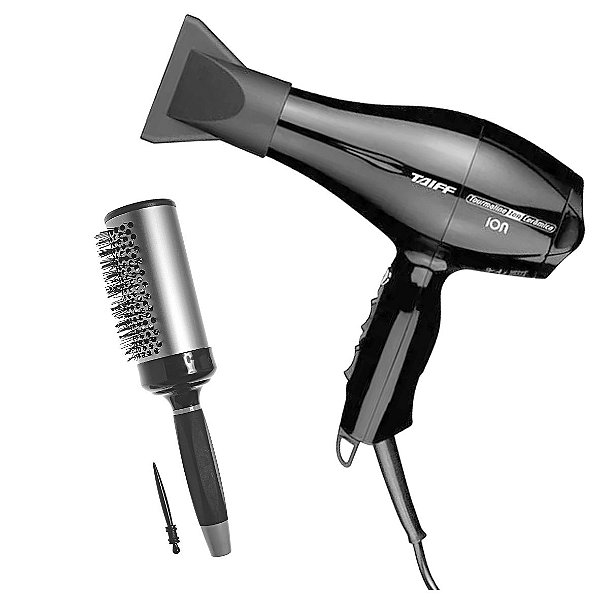 KIT - SECADOR CABELO TAIFF TOURMALINE ION 2000W 127V + ESCOVA PROART RICCI PERFETTI 98103HKH 'M'