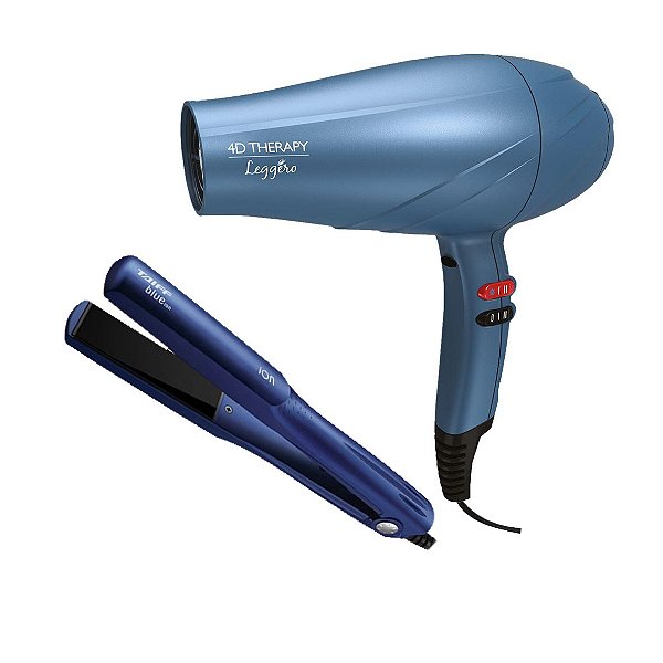 KIT - SECADOR CABELO GAMA PROF. LEGGERO ION 4D 2200W 127V + PRANCHA TAIFF BLUE ION 200ºC BV