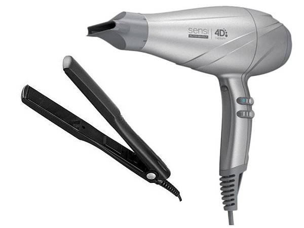 KIT BIVOLT - SECADOR CABELO PROF. GAMA SENSI 4D THERAPY 2500W MOON + PRANCHA TAIFF CERAMIC 180ºC