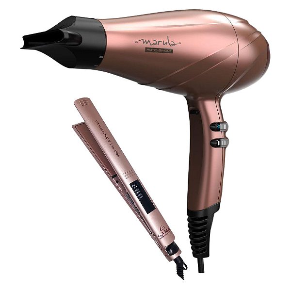 KIT GAMA BIV - SECADOR CABELO MARULA 3D ULTRA ION 2400W + PRANCHA ELEGANCE LED KERATION PRO 230ºC