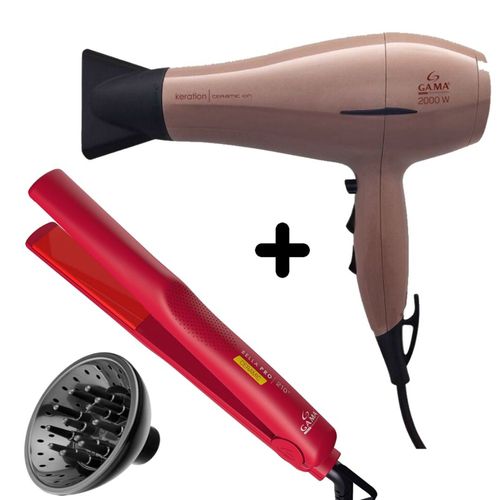 KIT GAMA 127V - SECADOR KERATION 2000W + PRANCHA BELLA PRO 210°C + DIFUSOR UNIVERSAL