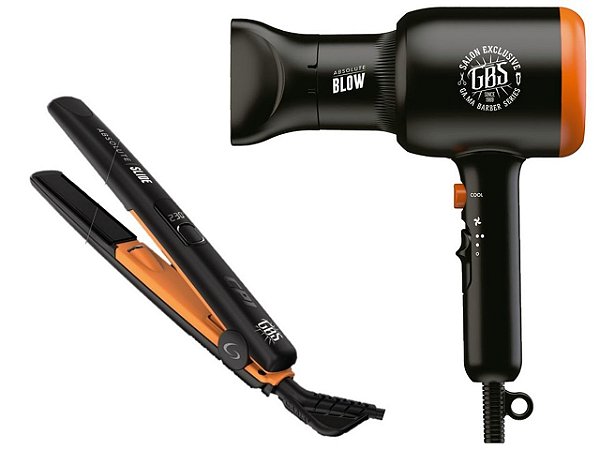 KIT GAMA BARBER SERIES ABSOLUTE - SECADOR  BLOW 1900W 127V + PRANCHA SLIDE 230ºC BV
