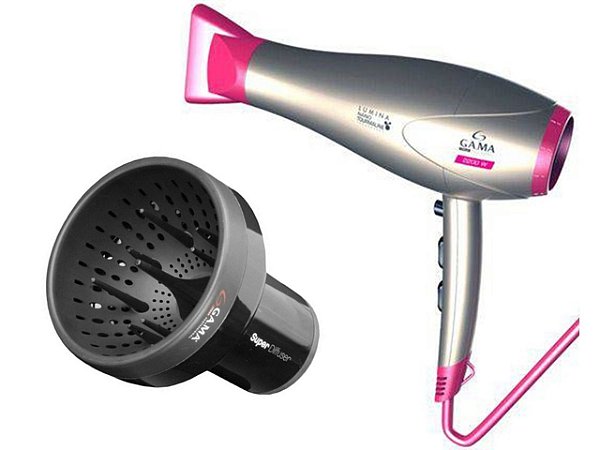 KIT GAMA - SECADOR PROF. LUMINA NANO TOURMALINE ION 2200W 127V + DIFUSOR UNIVERSAL