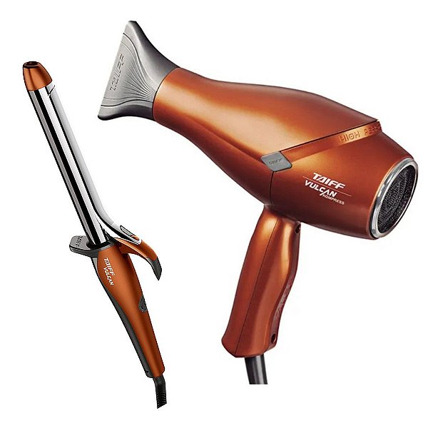 KIT TAIFF VULCAN - SECADOR PROF. KOMPRESS 2400W 220V + MODELADOR DE CACHOS 1 POLEGADA 220ºC 25MM BV