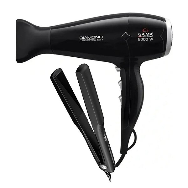 KIT - SECADOR GAMA DIAMOND CERAMIC ION 2000W 220V + PRANCHA TAIFF CERAMIC 180°C BV