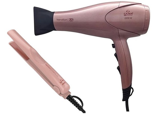 KIT GAMA - SECADOR CABELO KERATION 3D PRO 2200W 220V + CHAPINHA KERATION CERAMIC ION 210°C BV