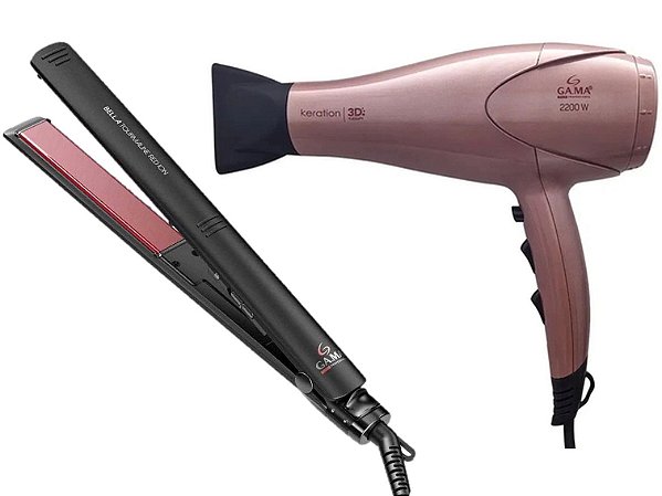 KIT GAMA - SECADOR CABELO KERATION 3D PRO 2200W 220V + CHAPINHA BELLA TOURMALINE RED ION 220ºC BV